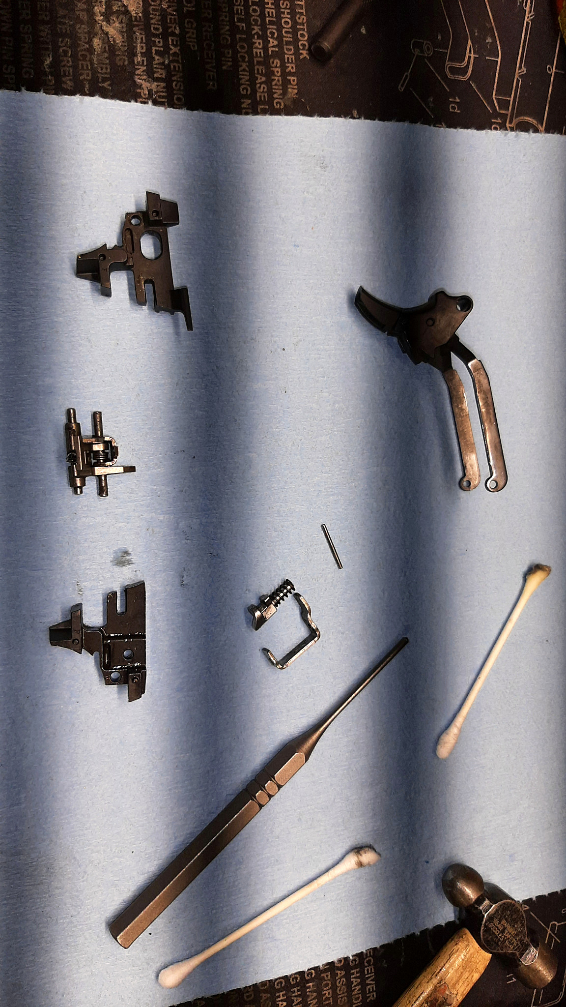 Components removed during detailed cleaning and inspection