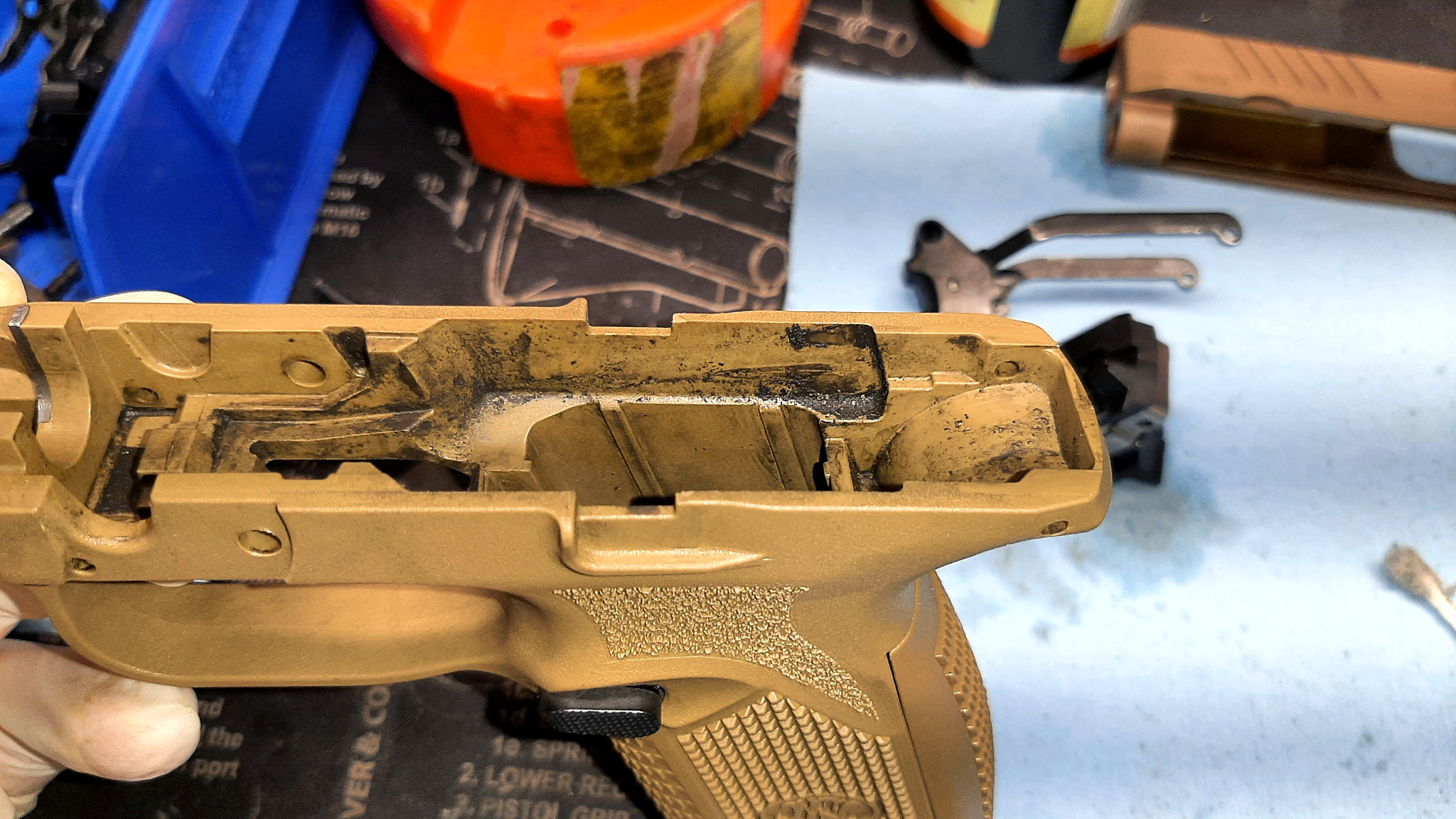 Heavily fouled stripped frame discovered during cleaning